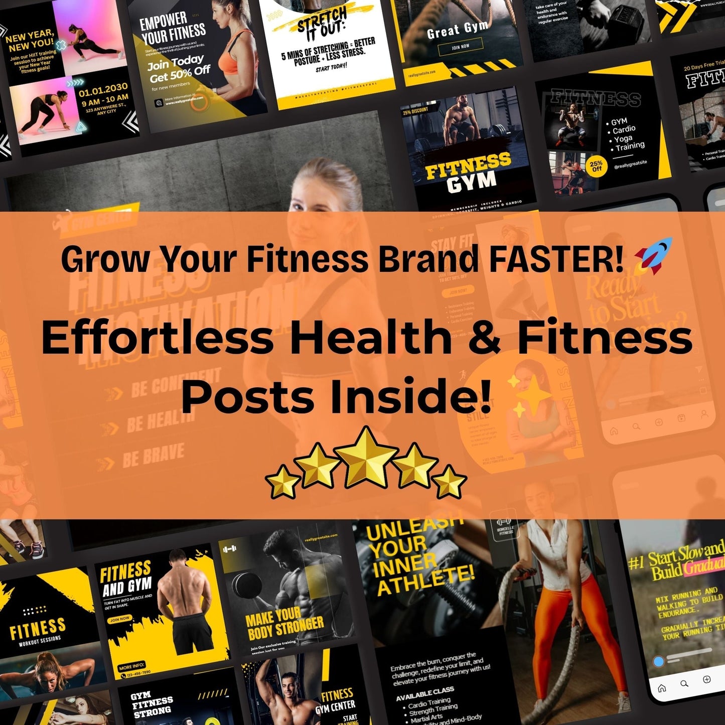 120+ Health & Fitness Starter Pack: Essential Instagram Templates for Trainers & Coaches (Posts, Stories, Carousels & Highlights)