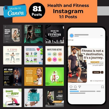 300+ Health and Fitness Canva Templates to Grow Your Instagram – Just Edit & Post! 🏋️🚀