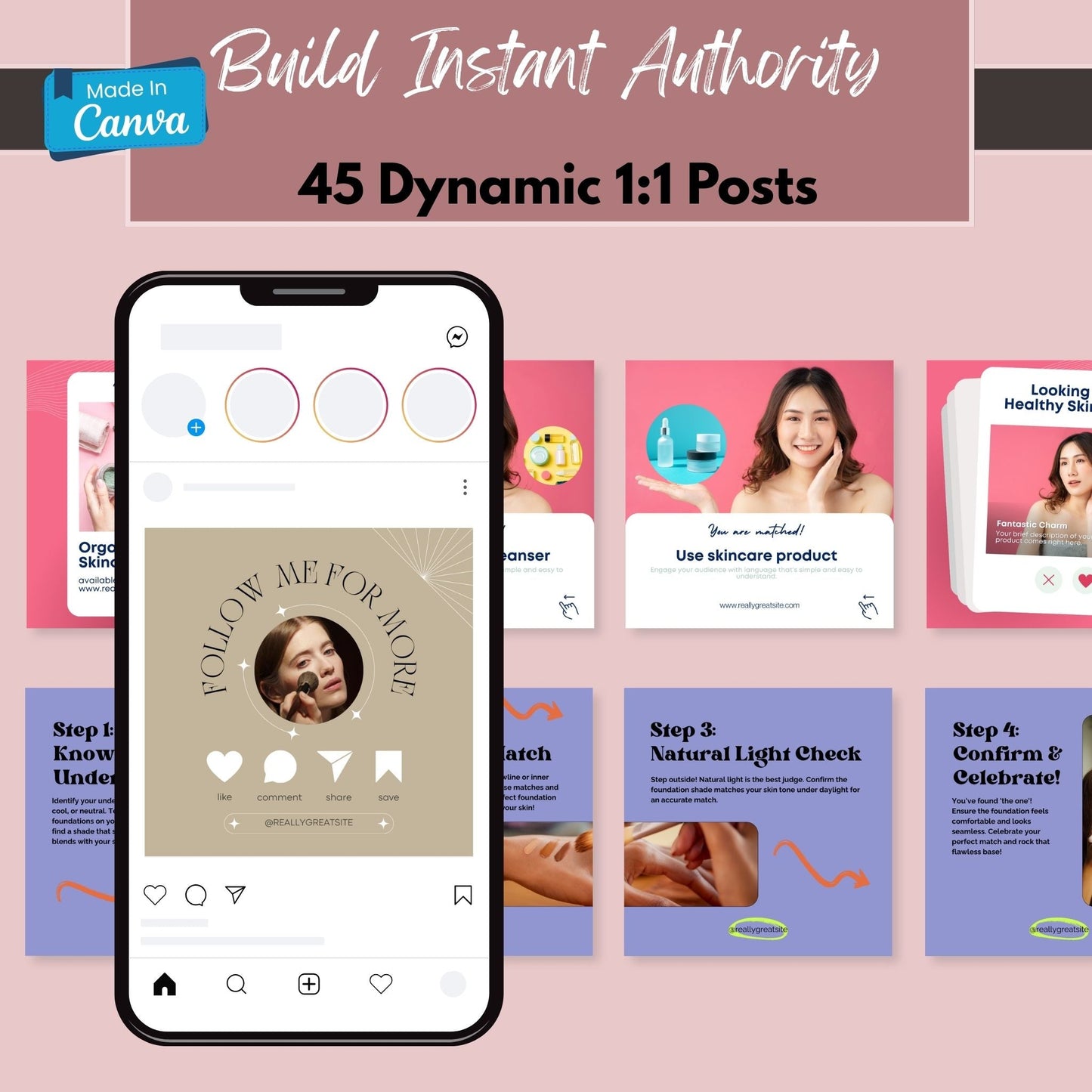 250+ PLR Makeup Artist Instagram Canva Templates | Editable Posts, Stories, Carousels, Highlight Icons, Social Media Content for MUAs 💄