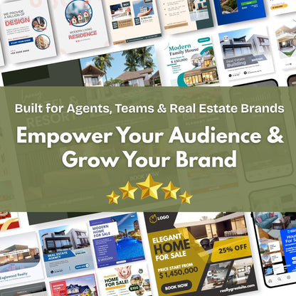 115+ Realtor Mini Kit: Canva Templates for Listing Posts, Open Houses & Leads | Just Edit & Post