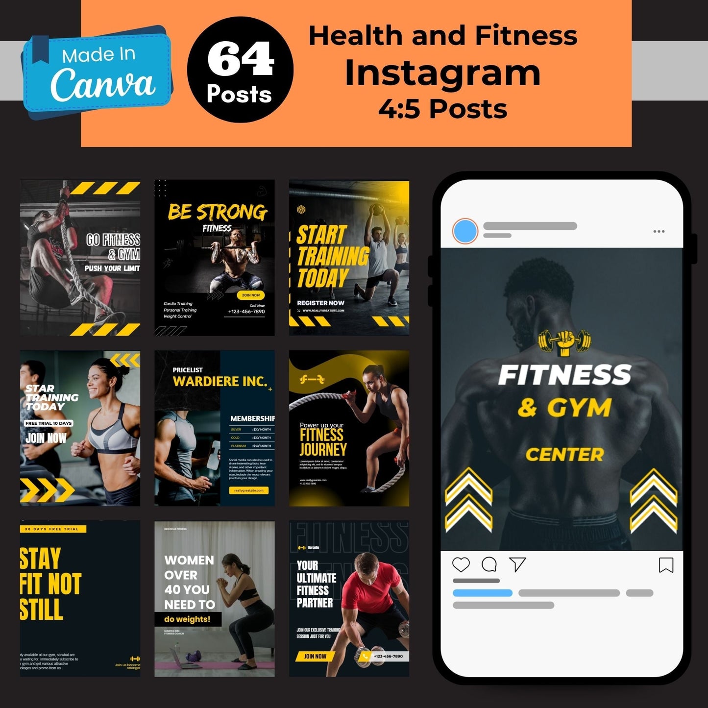 300+ Health and Fitness Canva Templates to Grow Your Instagram – Just Edit & Post! 🏋️🚀