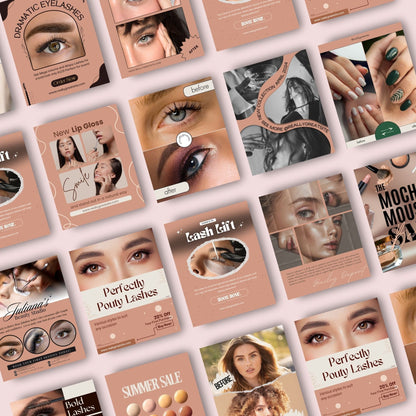 110+ Makeup Artist Content Starter Pack: Essential Instagram Templates for MUAs (Posts, Stories, Carousels & Highlights)