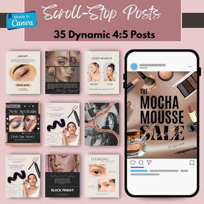 250+ PLR Makeup Artist Instagram Canva Templates | Editable Posts, Stories, Carousels, Highlight Icons, Social Media Content for MUAs 💄