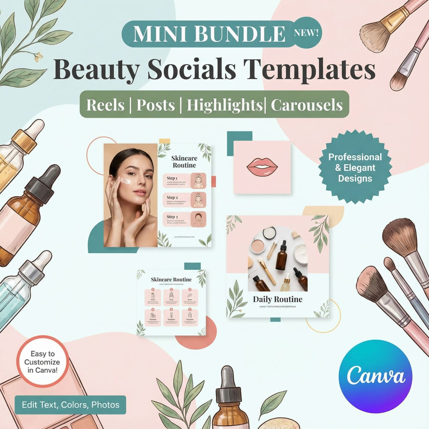 80+ Aesthetic Skincare Starter Pack: Essential Instagram Templates for Estheticians (Reels, Posts, Highlights, Carousels)