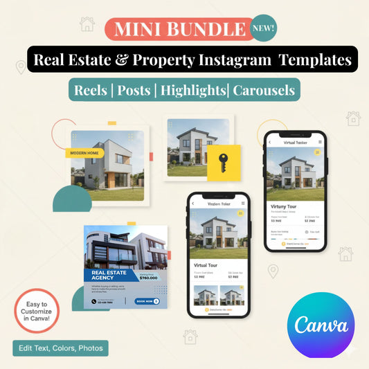 115+ Realtor Mini Kit: Canva Templates for Listing Posts, Open Houses & Leads | Just Edit & Post