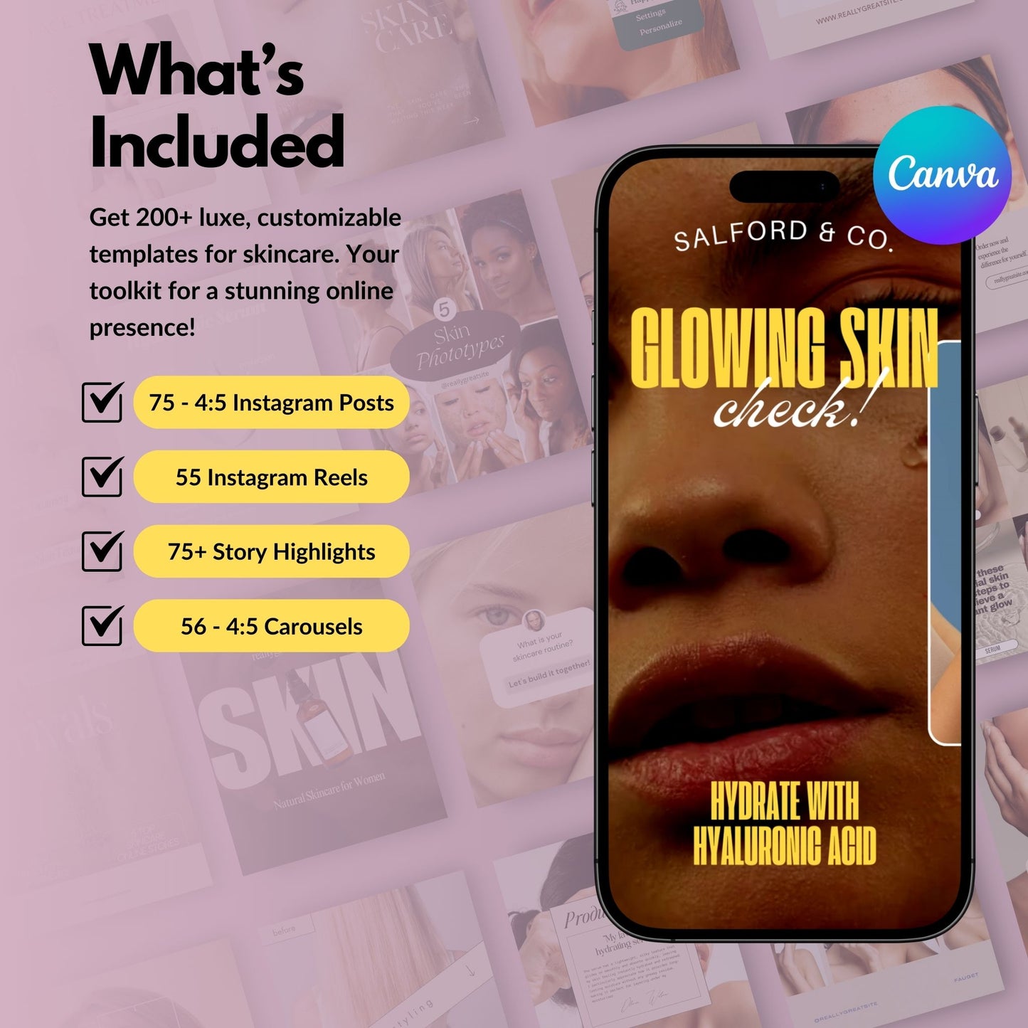 200+ Aesthetic Skincare Instagram Templates – PLR Bundle for Estheticians 💆‍♀️💅