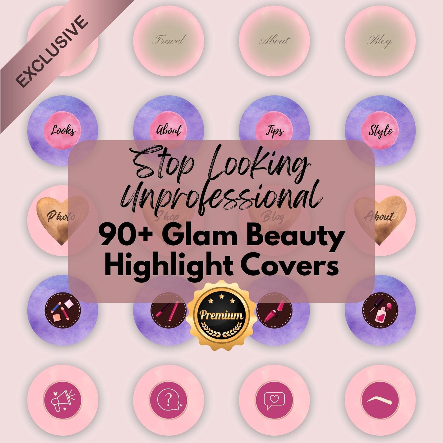 250+ PLR Makeup Artist Instagram Canva Templates | Editable Posts, Stories, Carousels, Highlight Icons, Social Media Content for MUAs 💄