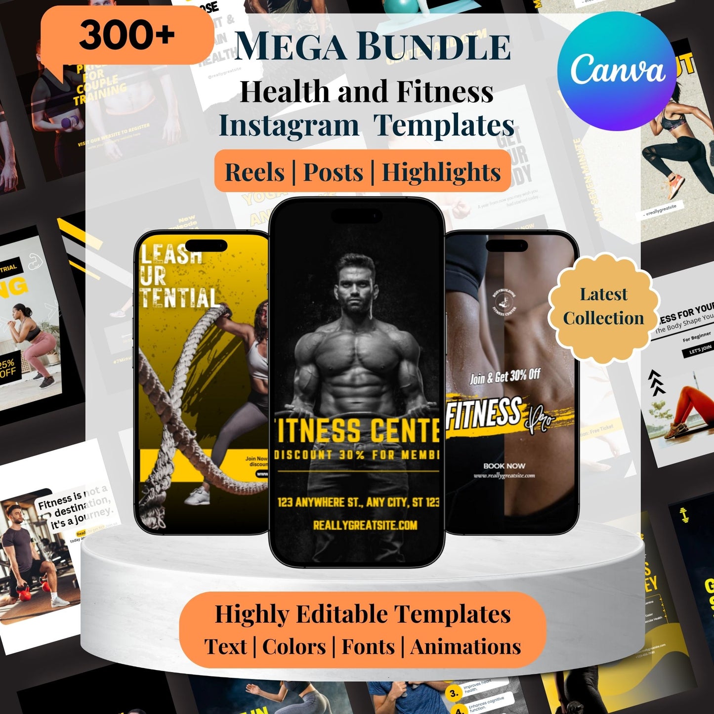 300+ Health and Fitness Canva Templates to Grow Your Instagram – Just Edit & Post! 🏋️🚀