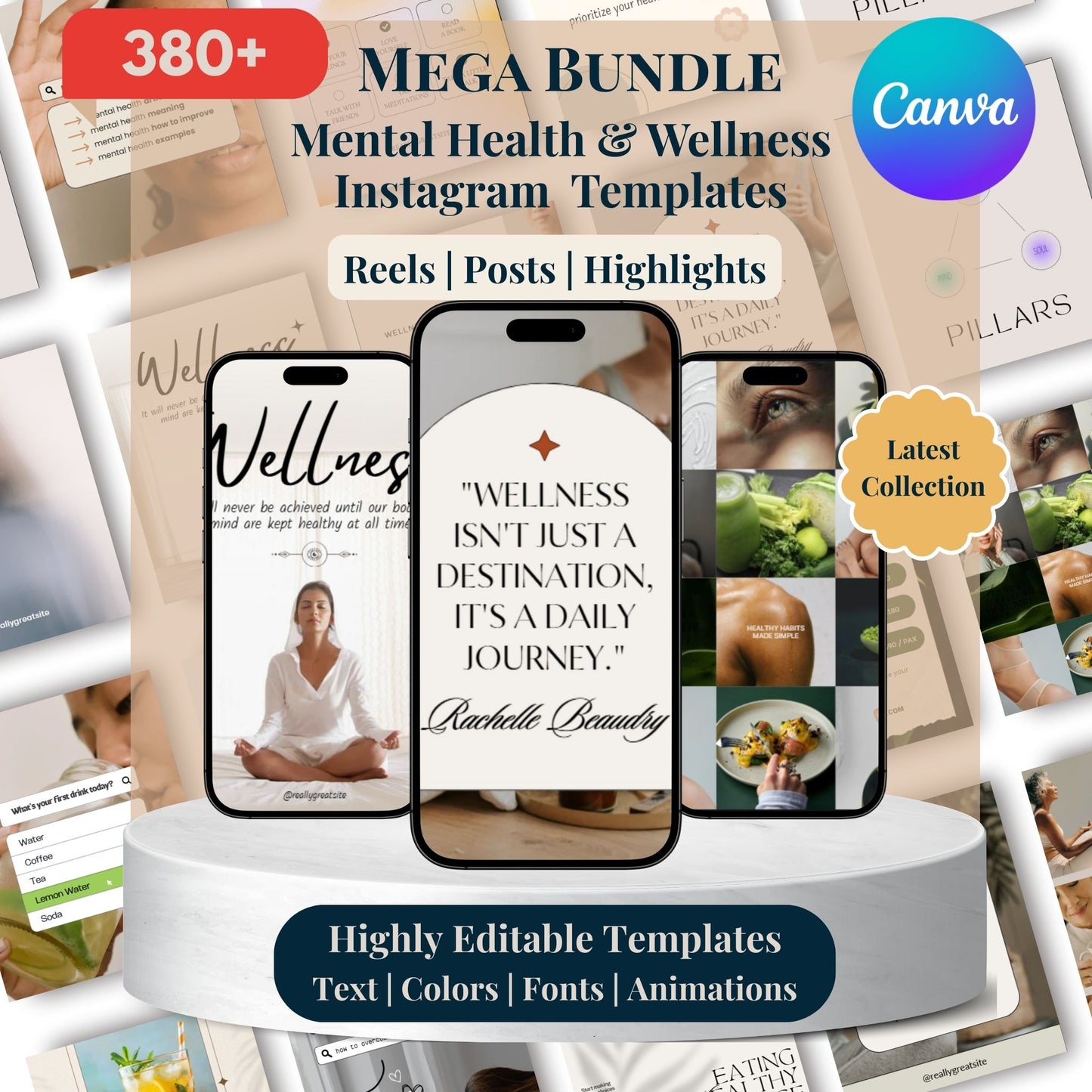 380+ Instagram Templates to Grow Your Health & Wellness Brand – Just Edit & Post! 🌼
