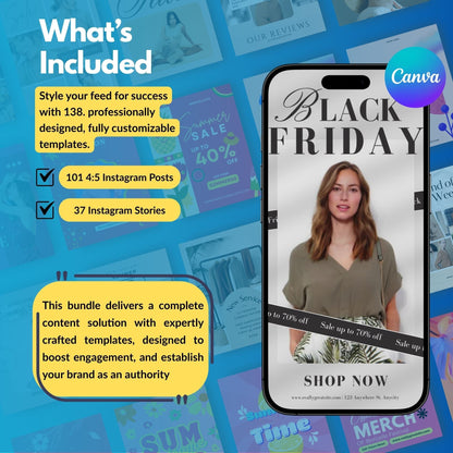 PLR Fashion Instagram Canva Templates | 135+ Editable Posts for New Arrivals, Sales, Collections, & More | Aesthetic Feed in Warm Hues