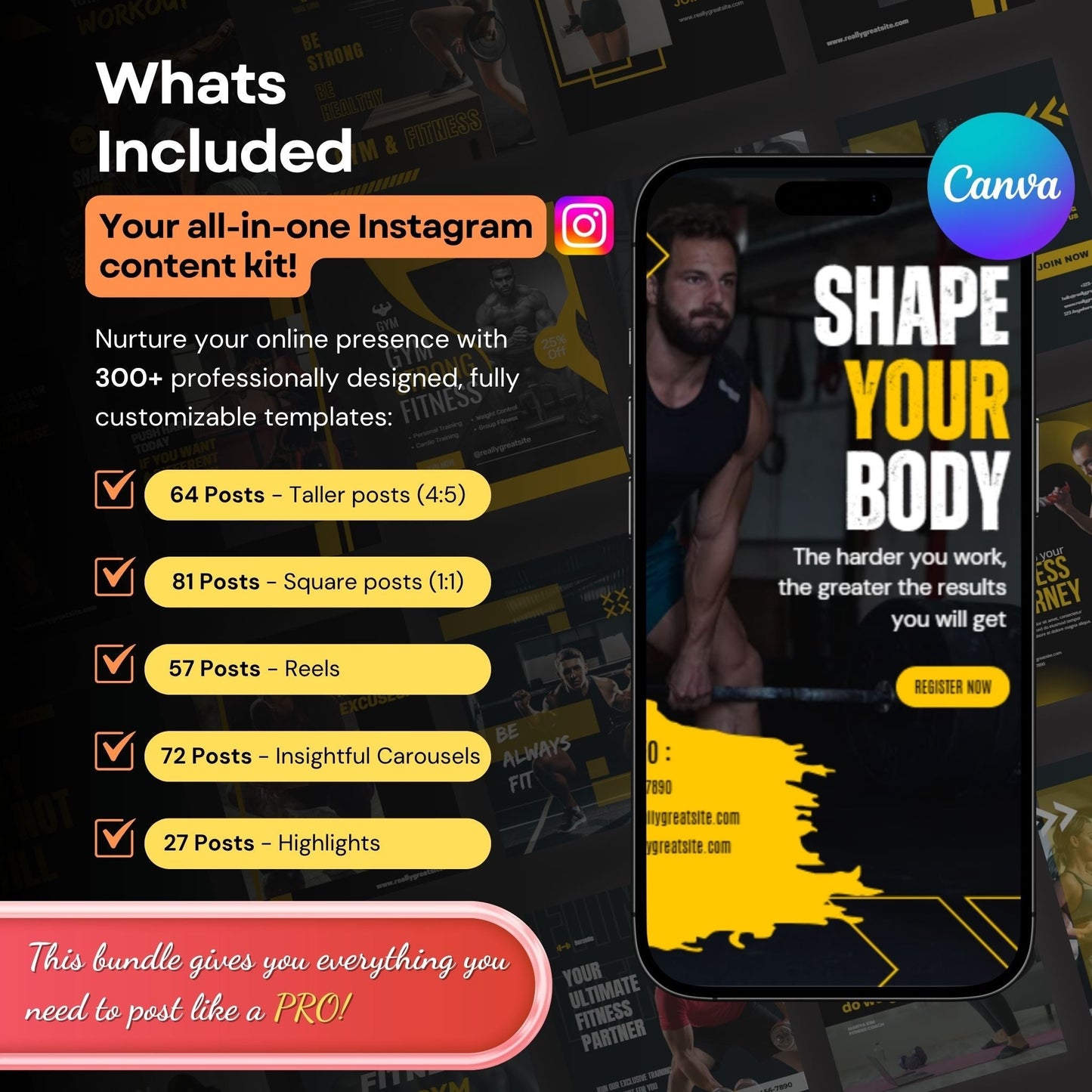 300+ Health and Fitness Canva Templates to Grow Your Instagram – Just Edit & Post! 🏋️🚀