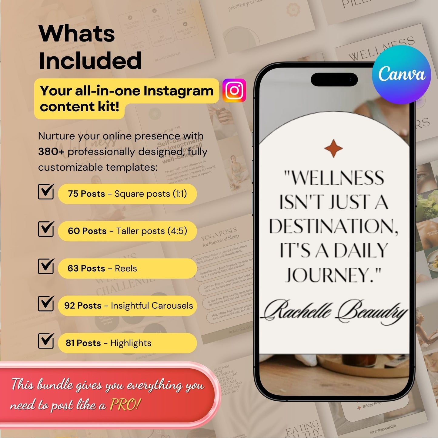380+ Instagram Templates to Grow Your Health & Wellness Brand – Just Edit & Post! 🌼